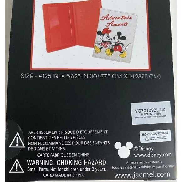 Disney Passport Holder Mickey Minnie Mouse Adventure Awaits White Red NEW - Picture 4 of 6